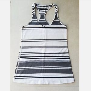 Lululemon Striped Racerback Tank Top Black White Gray Sz 8